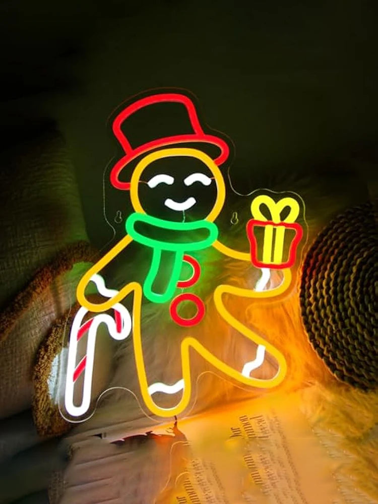 Gingerbread Man Christmas Neon Led Sign