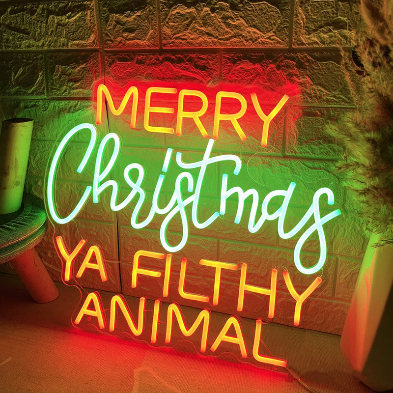 Merry Christmas Ya Filthy Animal Neon Led Sign