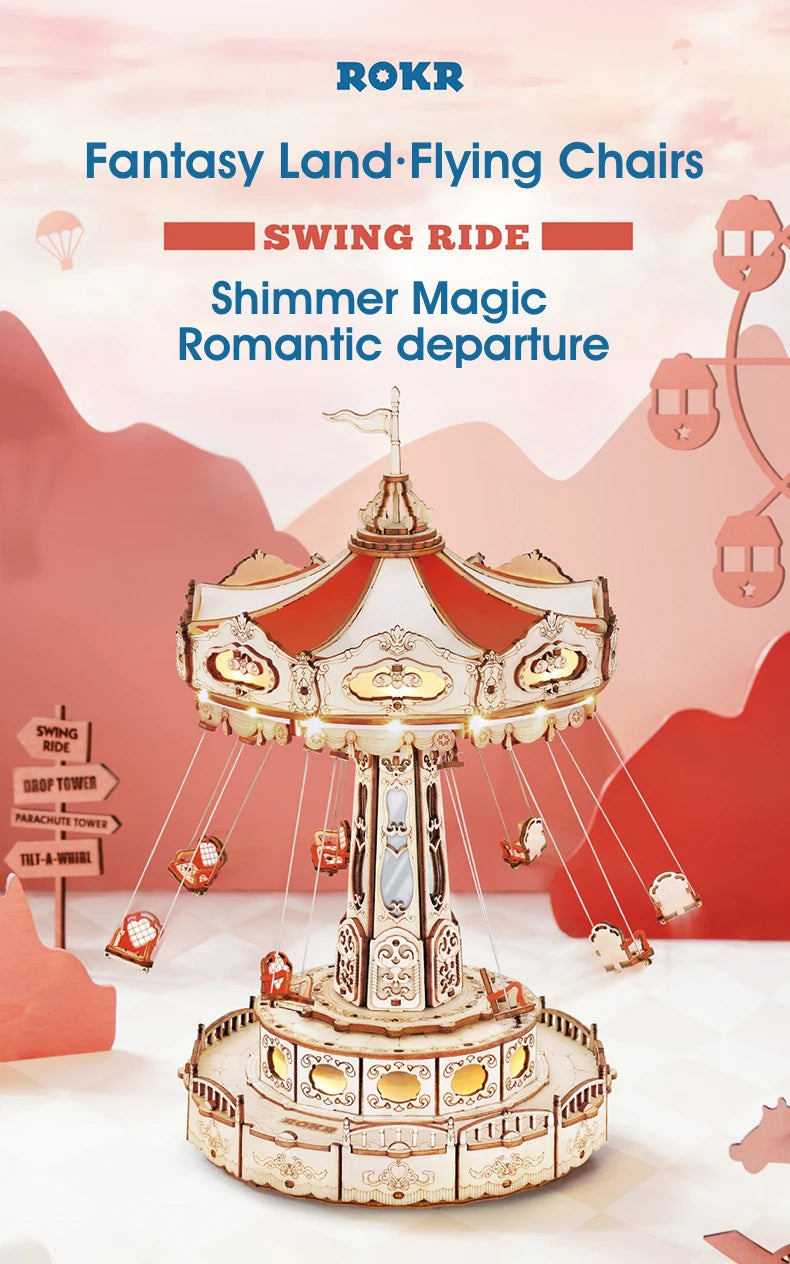 Roboitme Music Box Christmas Melody Swing 3D Wooden Puzzle