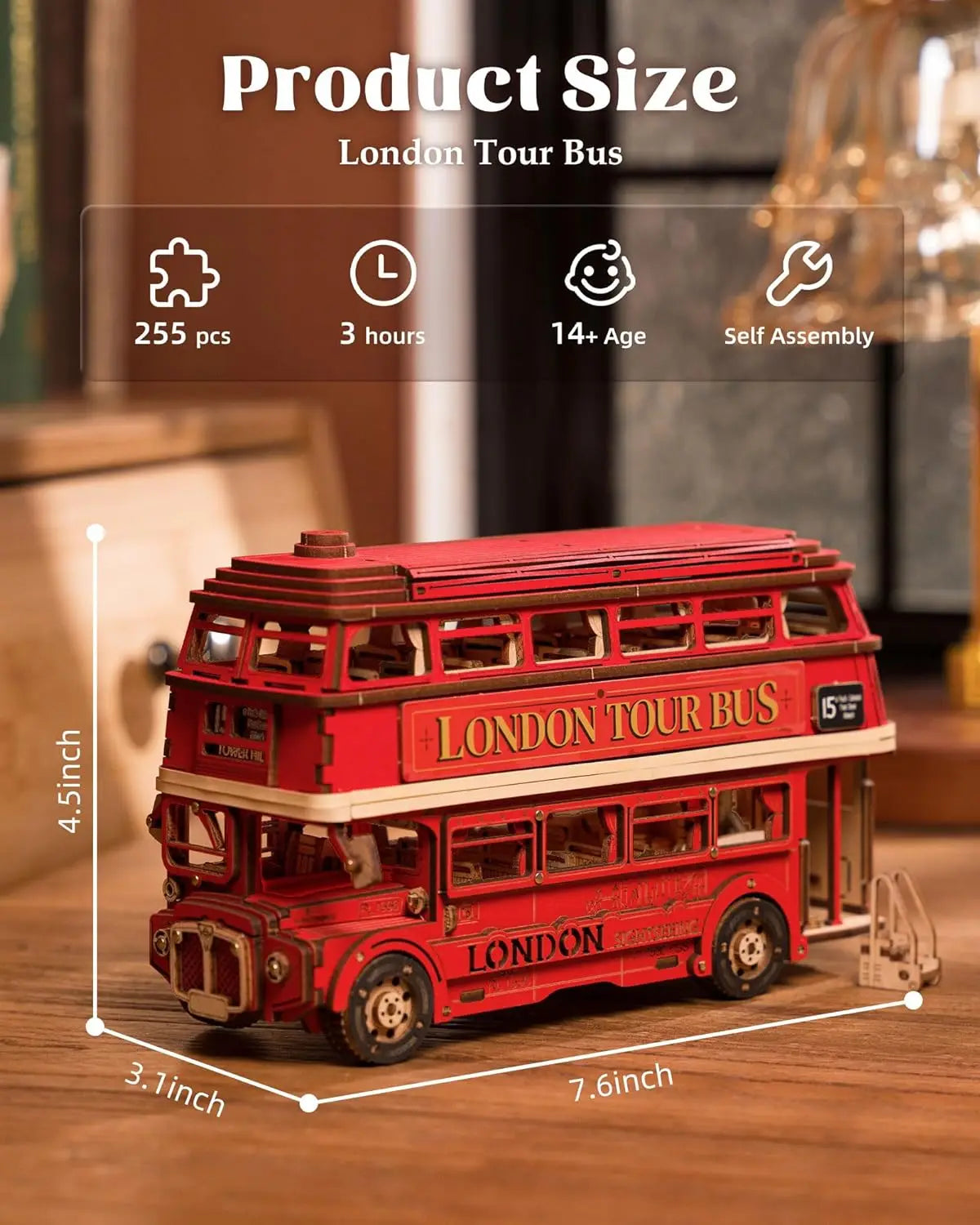 Robotime London Tour Bus 3D Wooden Puzzle