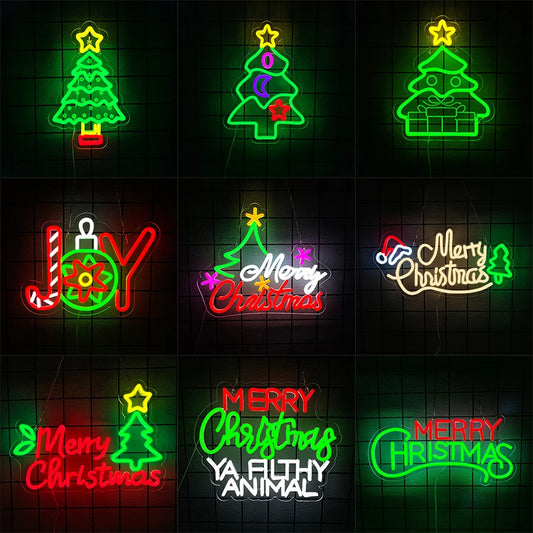 Merry Christmas, Joy and Christmas Tree Neon Signs
