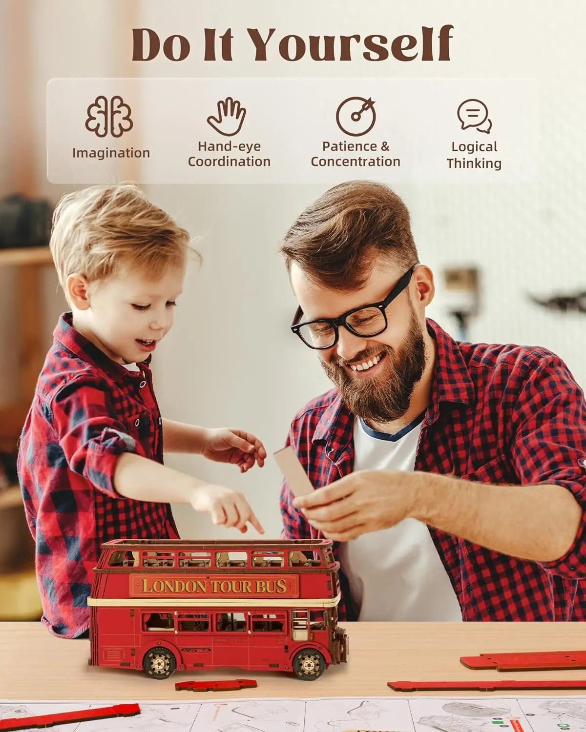 Robotime London Tour Bus 3D Wooden Puzzle