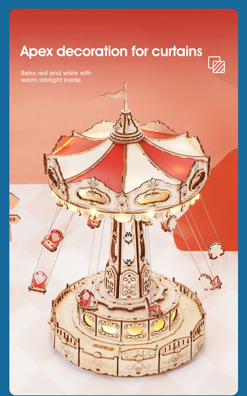 Roboitme Music Box Christmas Melody Swing 3D Wooden Puzzle