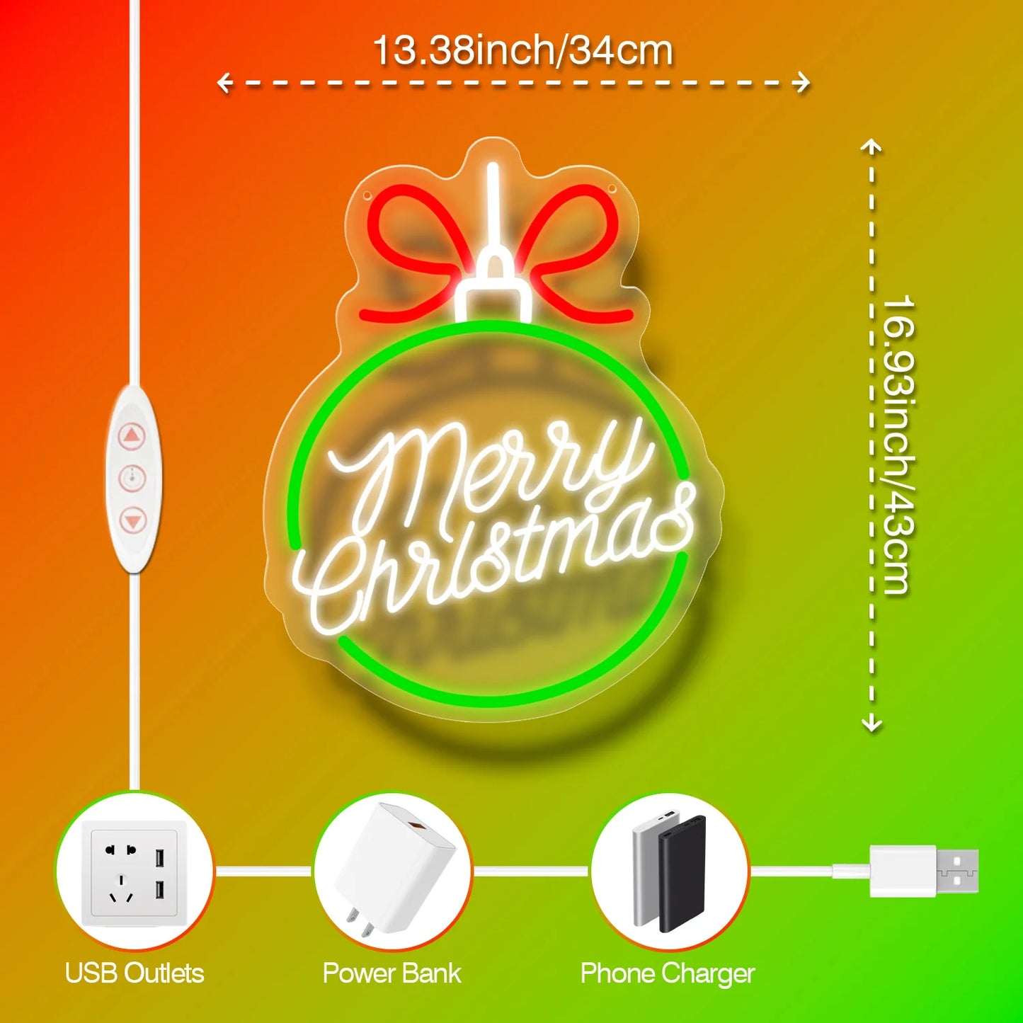 Merry Christmas Bauble Neon Sign