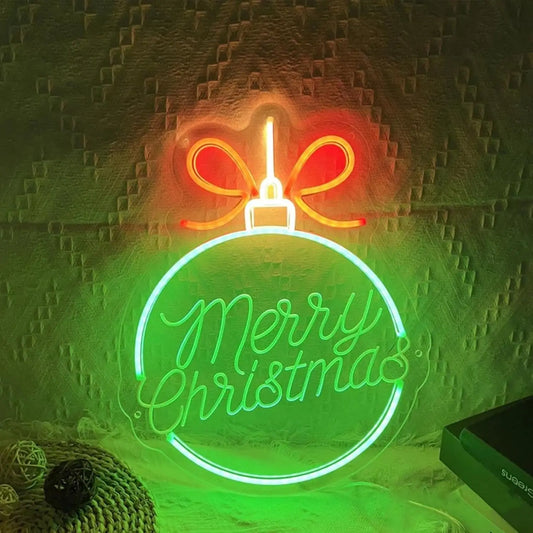 Merry Christmas Bauble Neon Sign