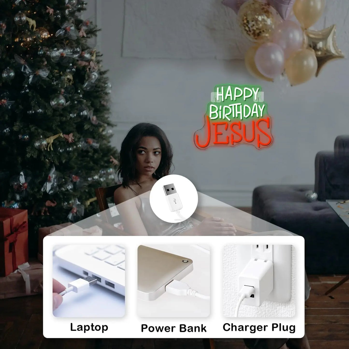 Happy Birthday Jesus Christmas Neon Led Sign