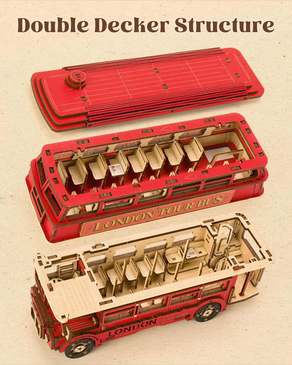 Robotime London Tour Bus 3D Wooden Puzzle