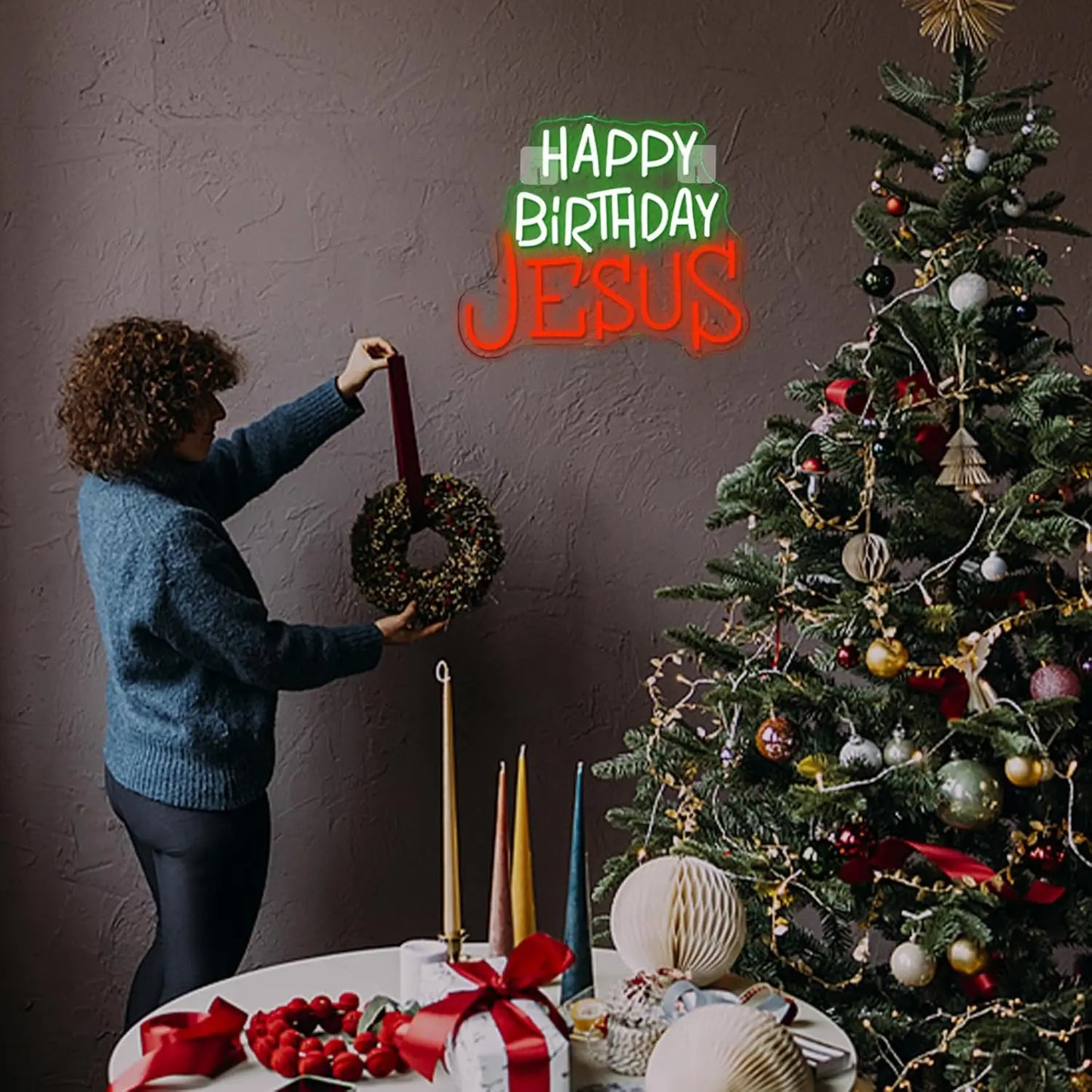 Happy Birthday Jesus Christmas Neon Led Sign