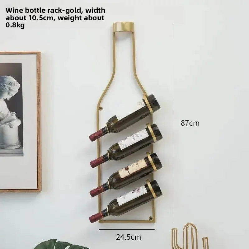 Simple Iron Art Wall Mounted Wine Rack Decorative Hanging Red Wine Holder Creative Home Decor Products Wine Basket/Stand