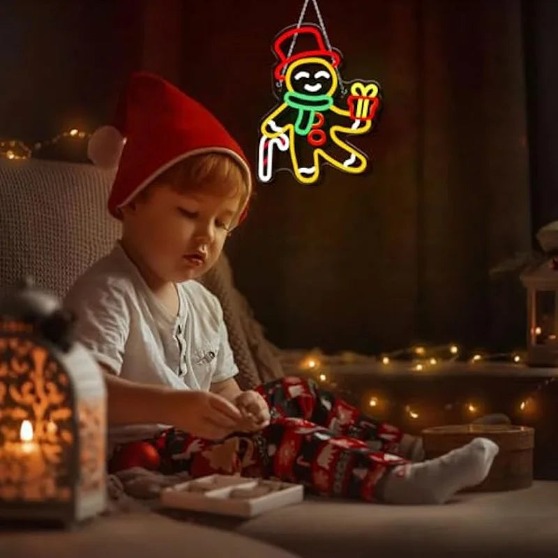 Gingerbread Man Christmas Neon Led Sign