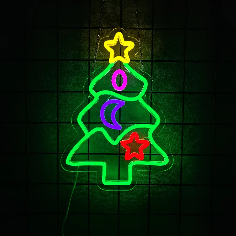 Merry Christmas, Joy and Christmas Tree Neon Signs