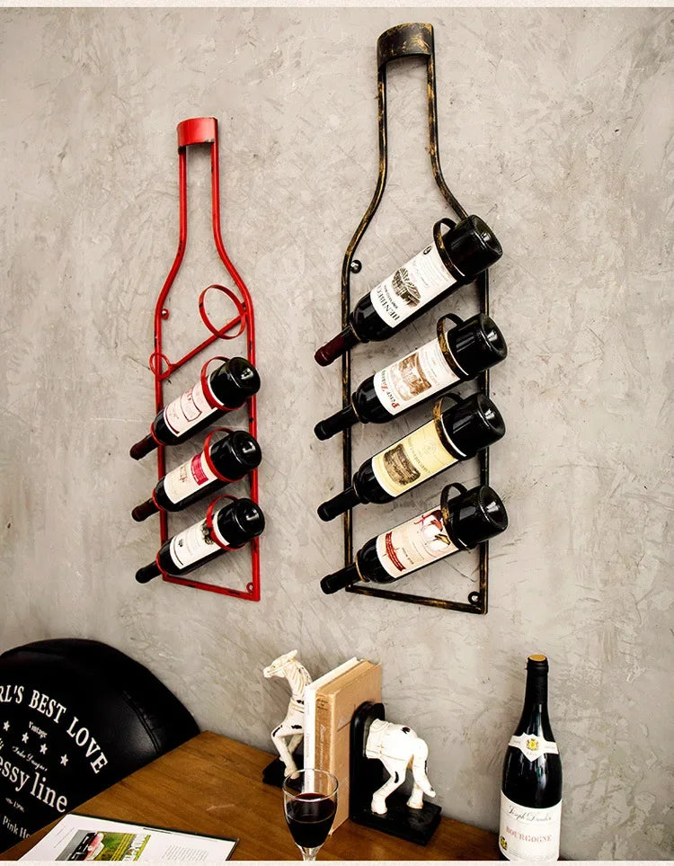 Simple Iron Art Wall Mounted Wine Rack Decorative Hanging Red Wine Holder Creative Home Decor Products Wine Basket/Stand