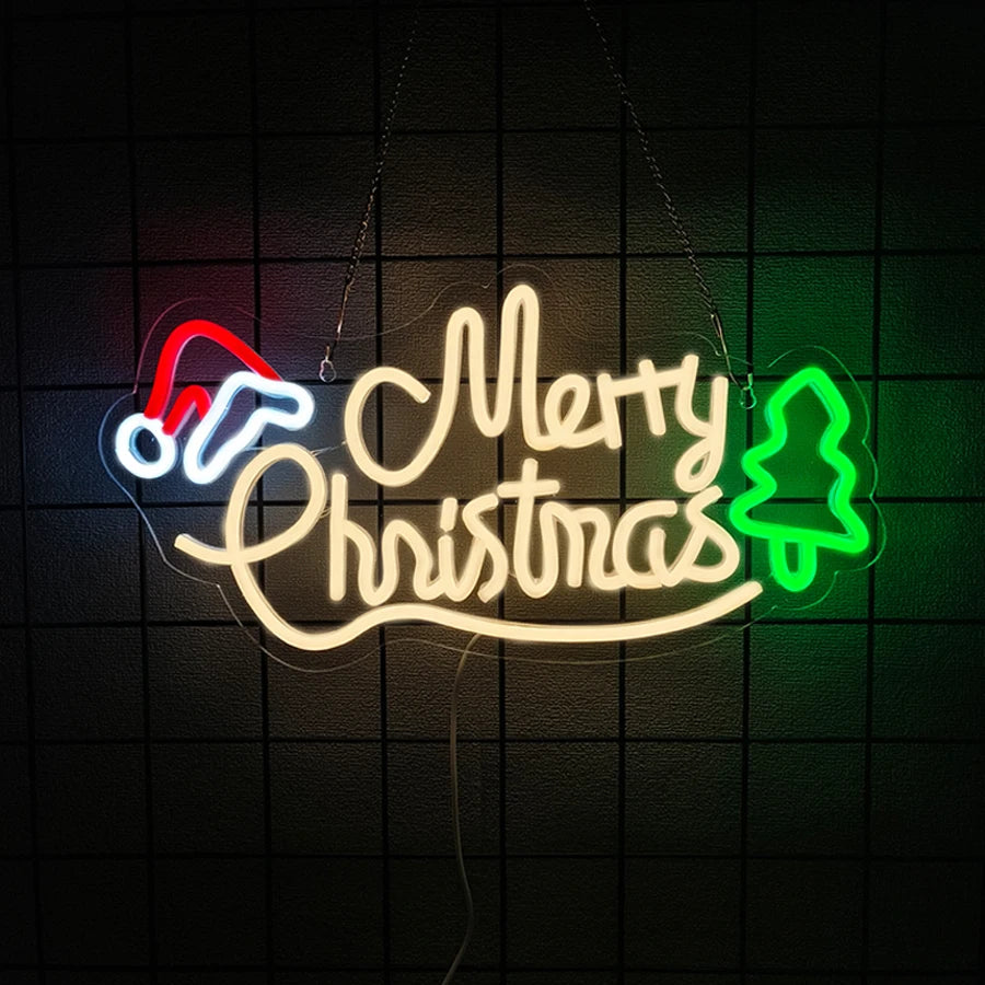 Merry Christmas, Joy and Christmas Tree Neon Signs