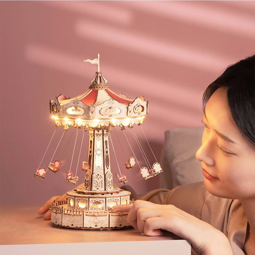 Roboitme Music Box Christmas Melody Swing 3D Wooden Puzzle
