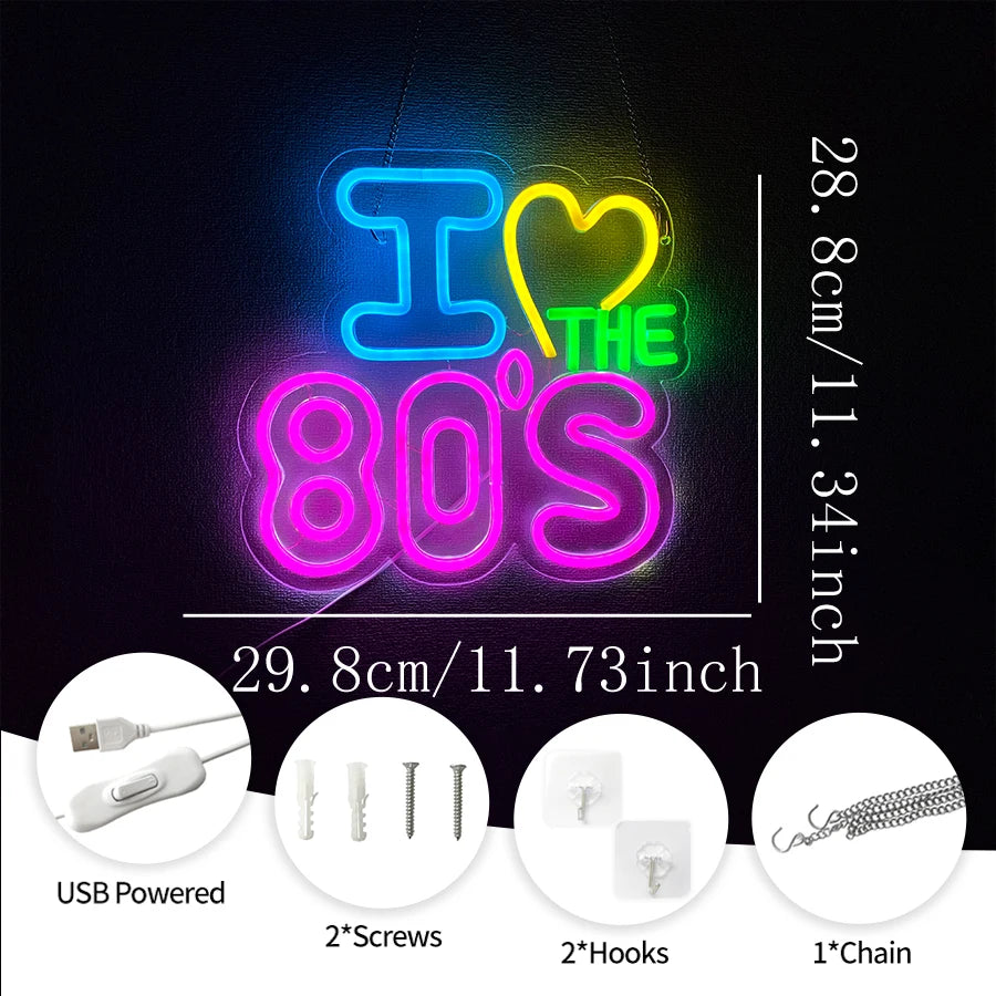 I Love The 80'S Neon Led Sign