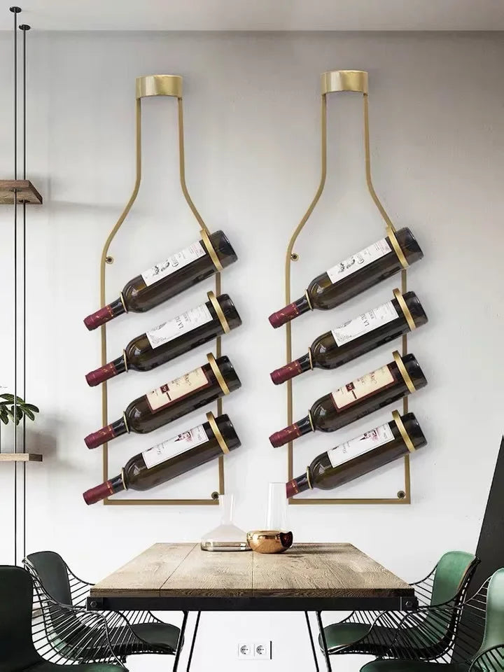 Simple Iron Art Wall Mounted Wine Rack Decorative Hanging Red Wine Holder Creative Home Decor Products Wine Basket/Stand