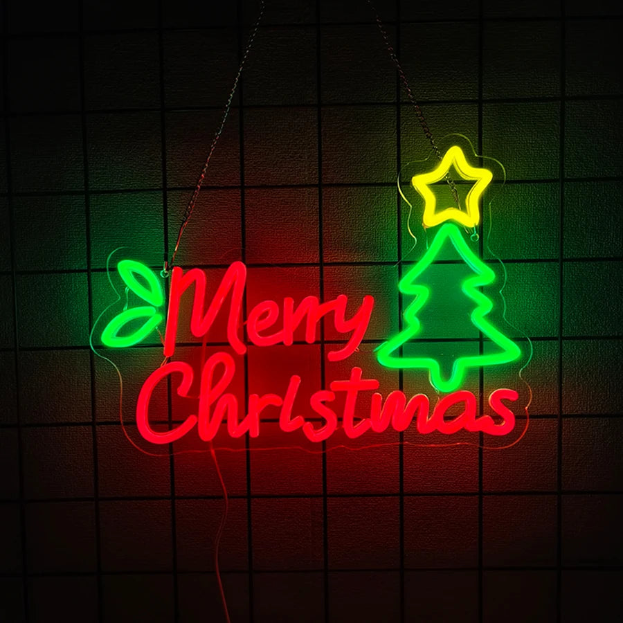 Merry Christmas, Joy and Christmas Tree Neon Signs