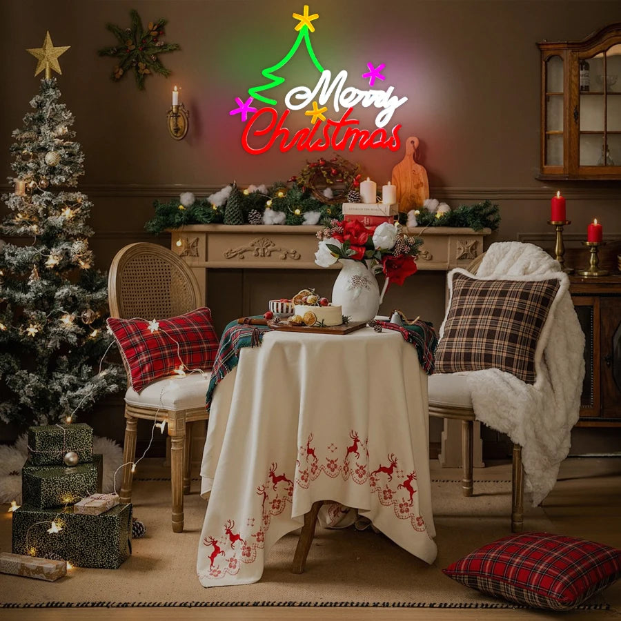 Merry Christmas, Joy and Christmas Tree Neon Signs