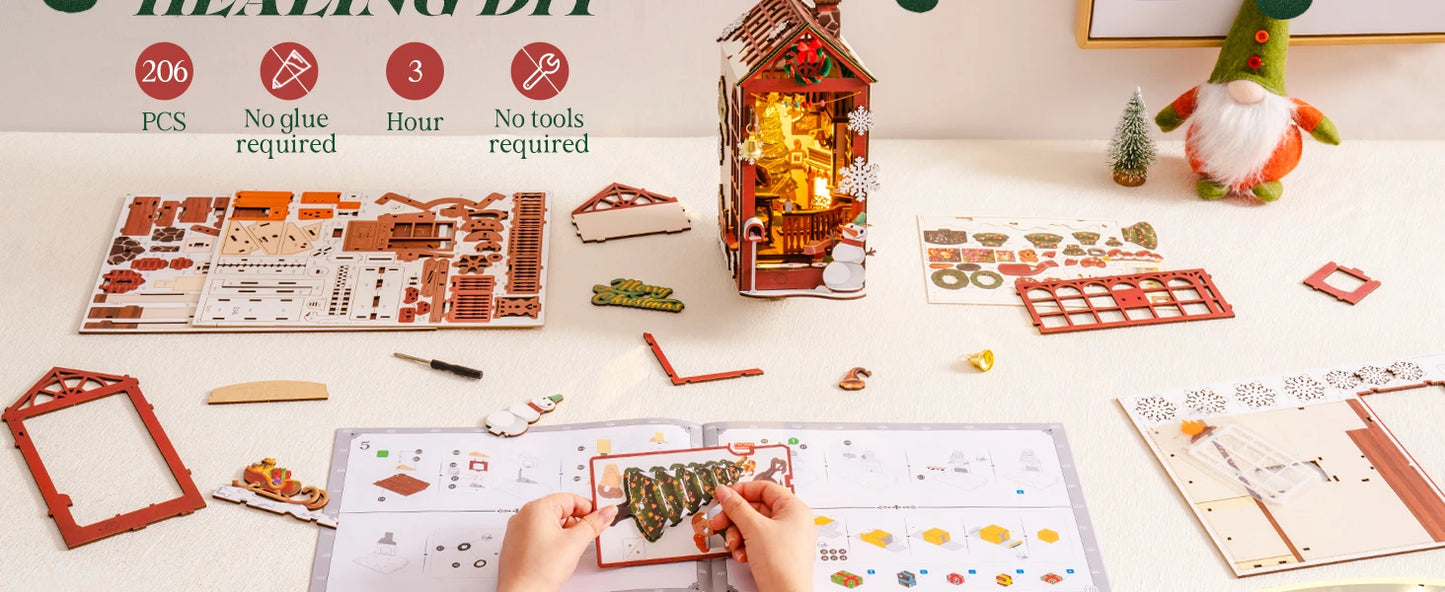 Robotime Book Nook Christmas House Kit