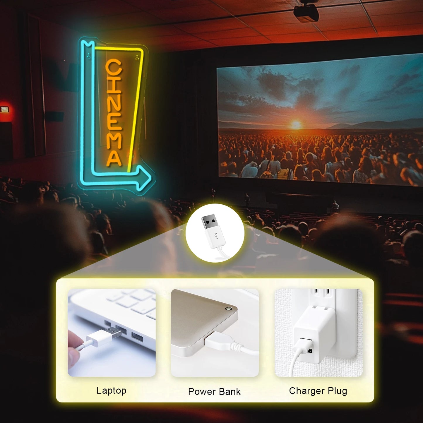 Cinema This Way Neon Led Sign