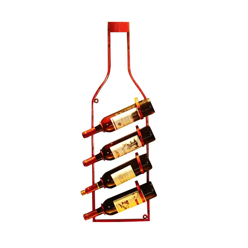 Simple Iron Art Wall Mounted Wine Rack Decorative Hanging Red Wine Holder Creative Home Decor Products Wine Basket/Stand