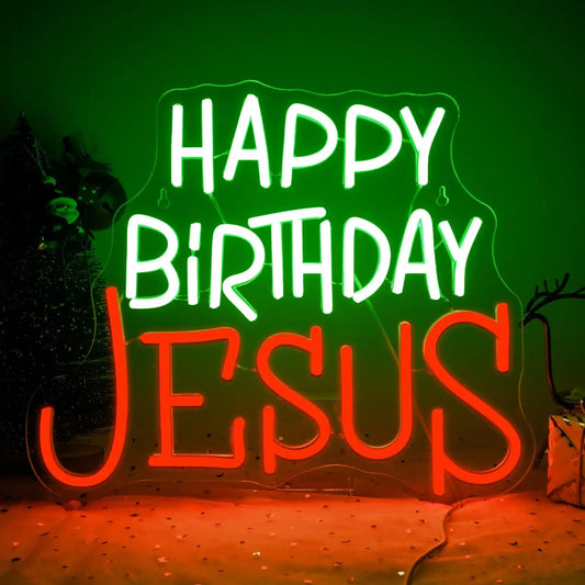 Happy Birthday Jesus Christmas Neon Led Sign