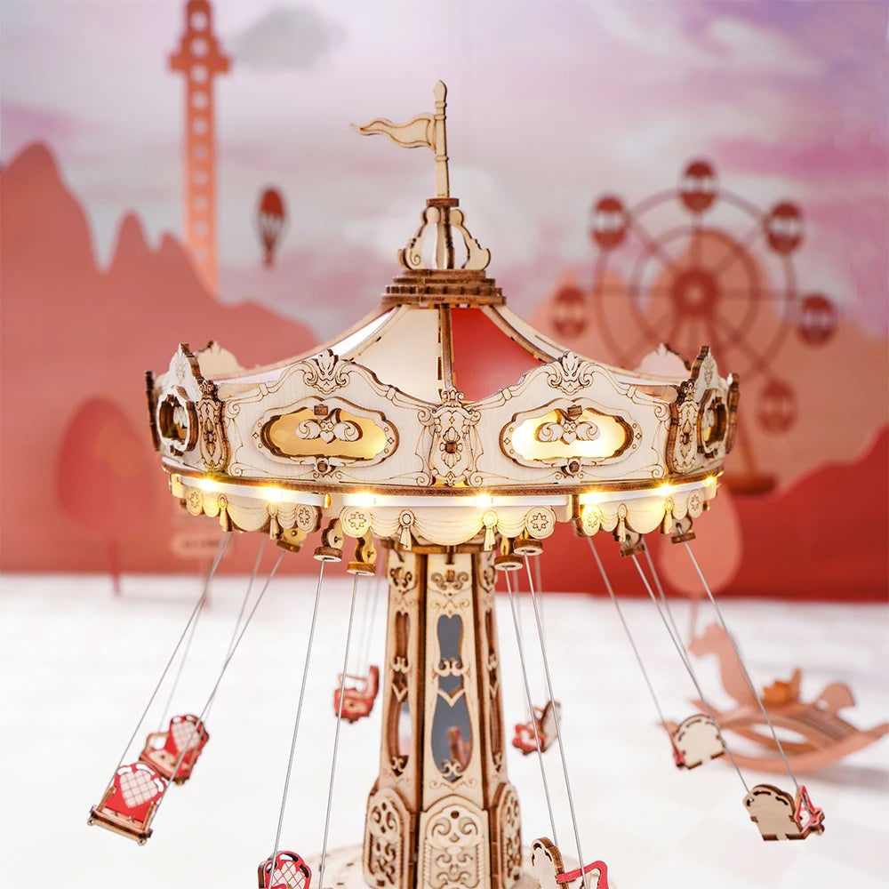 Roboitme Music Box Christmas Melody Swing 3D Wooden Puzzle