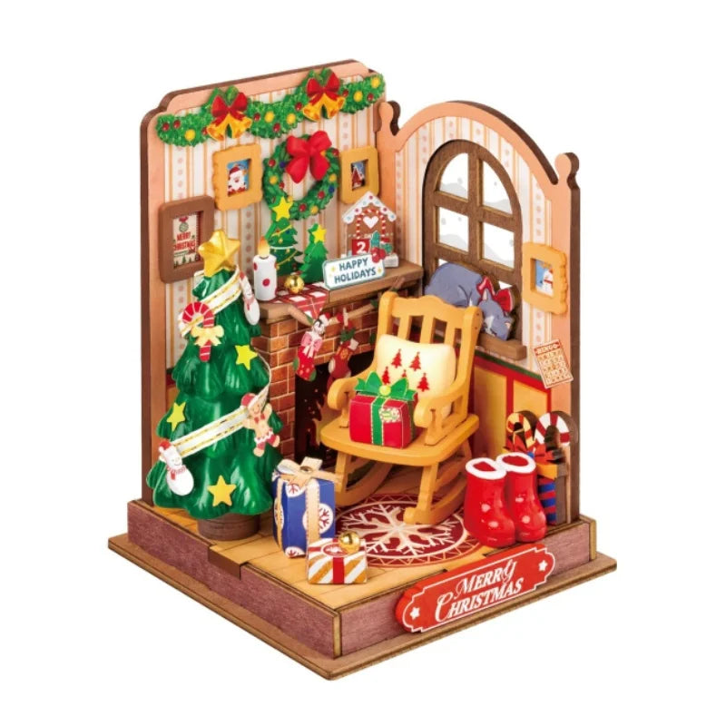 Robotime Miniature House Kit Decoration Christmas Fireplace