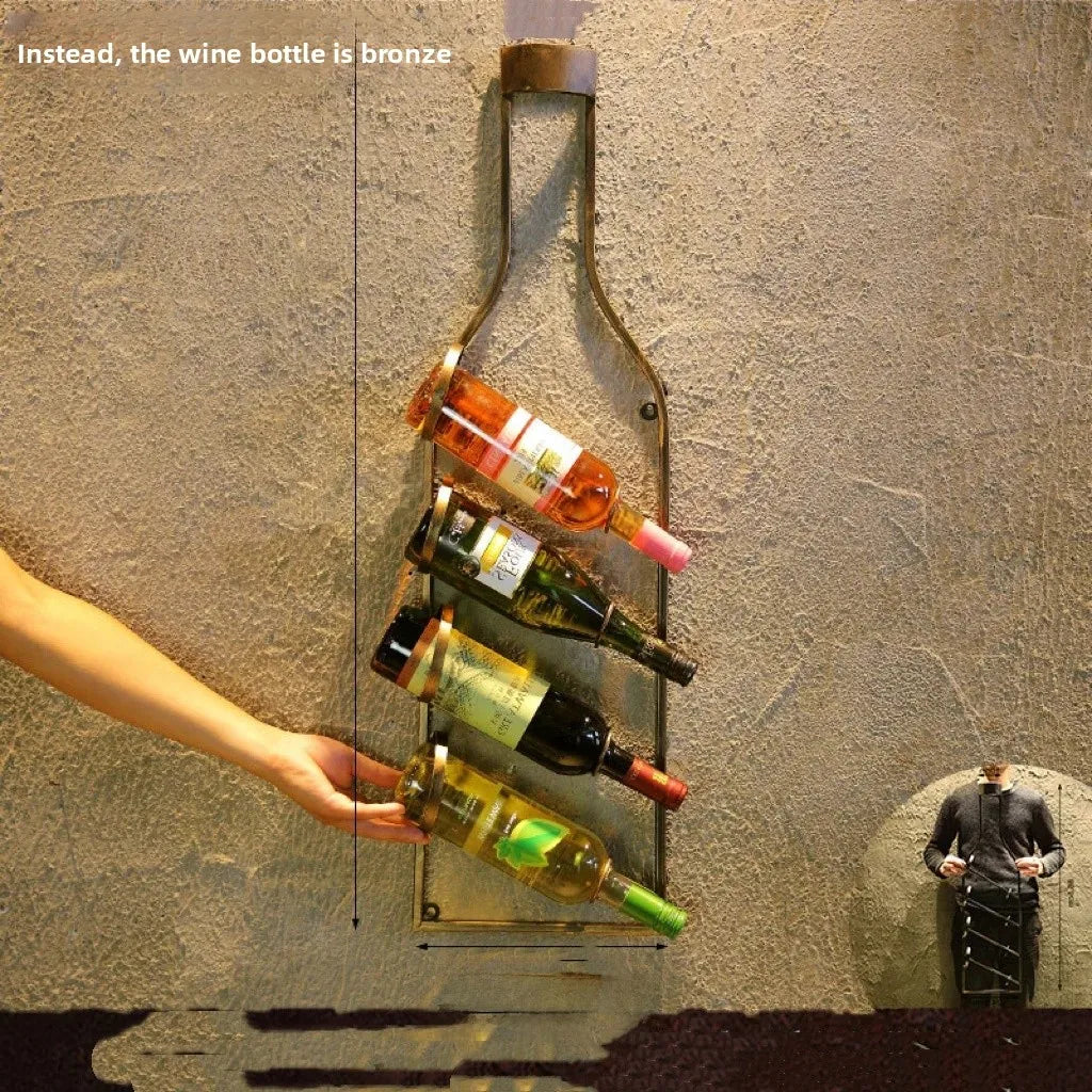 Simple Iron Art Wall Mounted Wine Rack Decorative Hanging Red Wine Holder Creative Home Decor Products Wine Basket/Stand