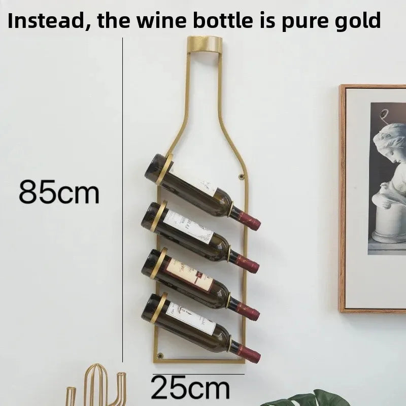 Simple Iron Art Wall Mounted Wine Rack Decorative Hanging Red Wine Holder Creative Home Decor Products Wine Basket/Stand