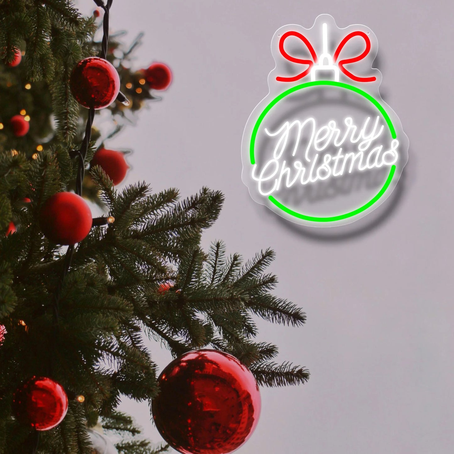 Merry Christmas Bauble Neon Sign