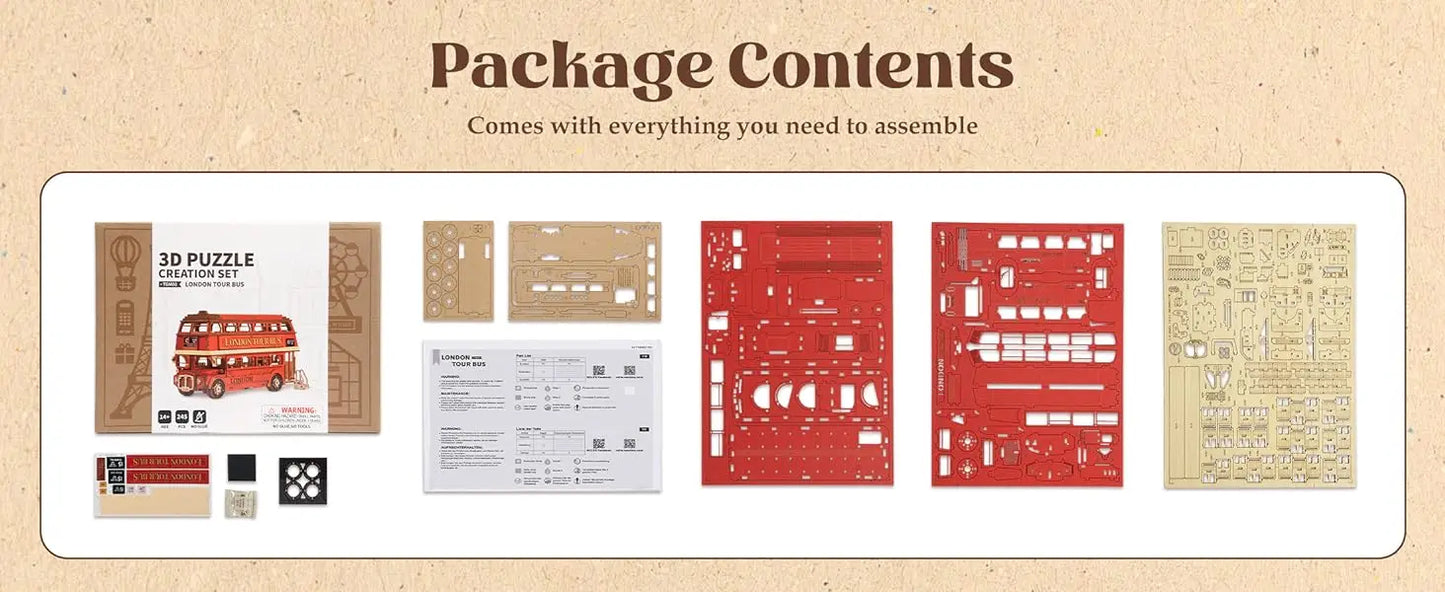 Robotime London Tour Bus 3D Wooden Puzzle