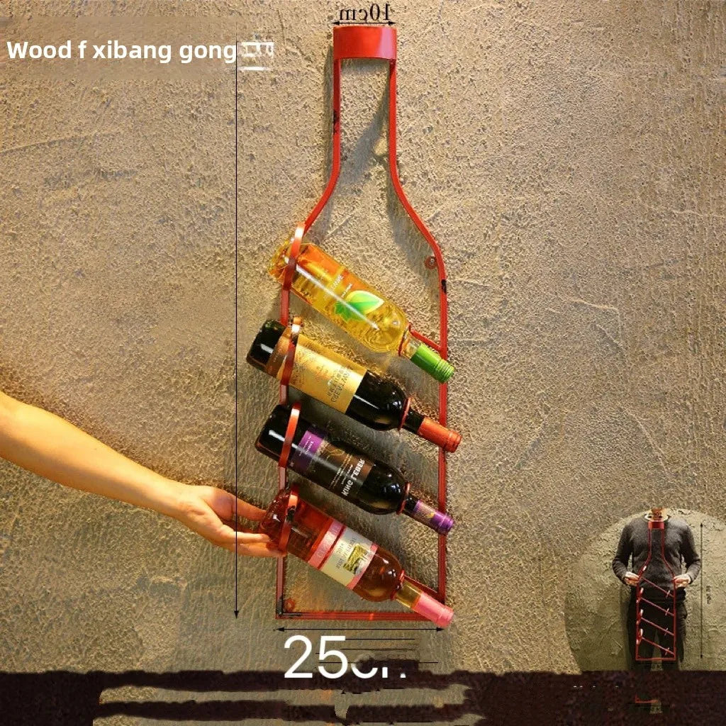 Simple Iron Art Wall Mounted Wine Rack Decorative Hanging Red Wine Holder Creative Home Decor Products Wine Basket/Stand