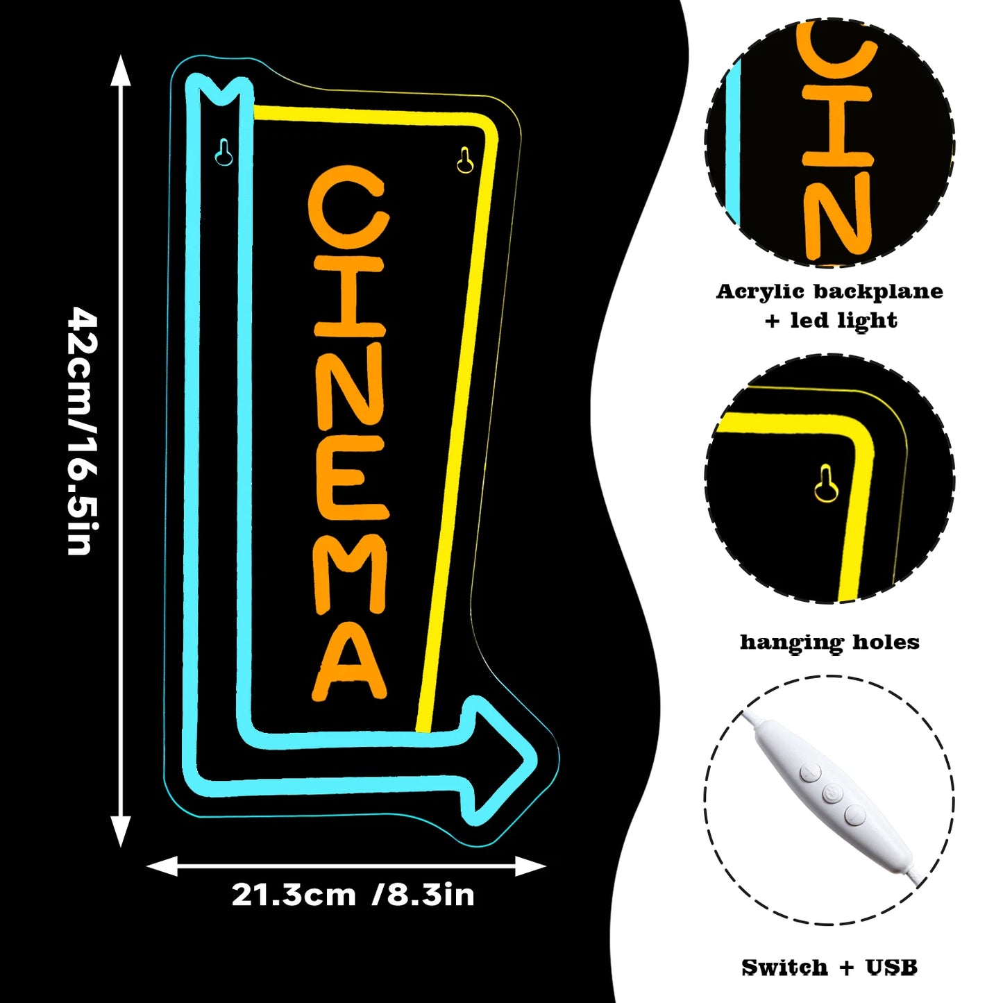 Cinema This Way Neon Led Sign