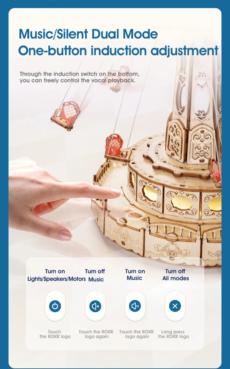 Roboitme Music Box Christmas Melody Swing 3D Wooden Puzzle