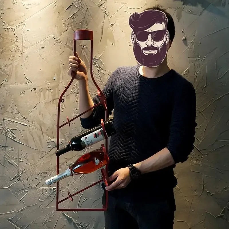 Simple Iron Art Wall Mounted Wine Rack Decorative Hanging Red Wine Holder Creative Home Decor Products Wine Basket/Stand