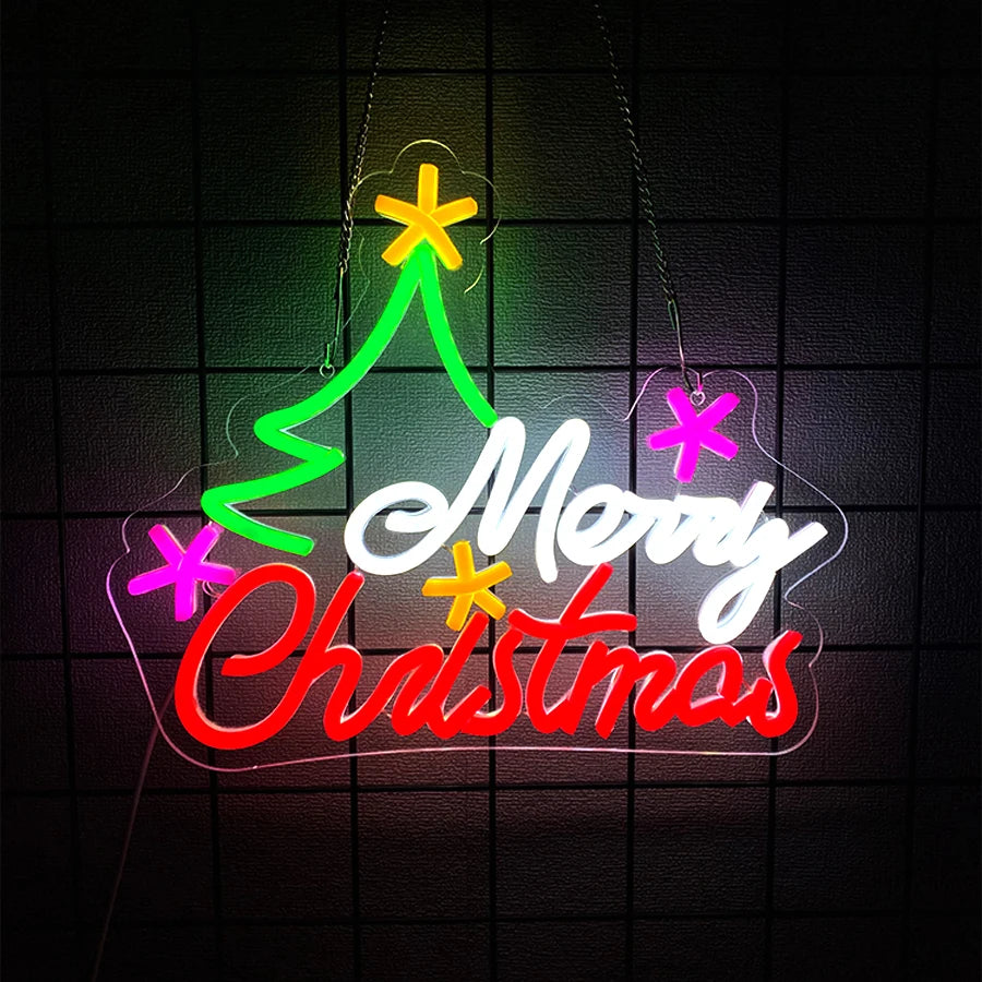 Merry Christmas, Joy and Christmas Tree Neon Signs