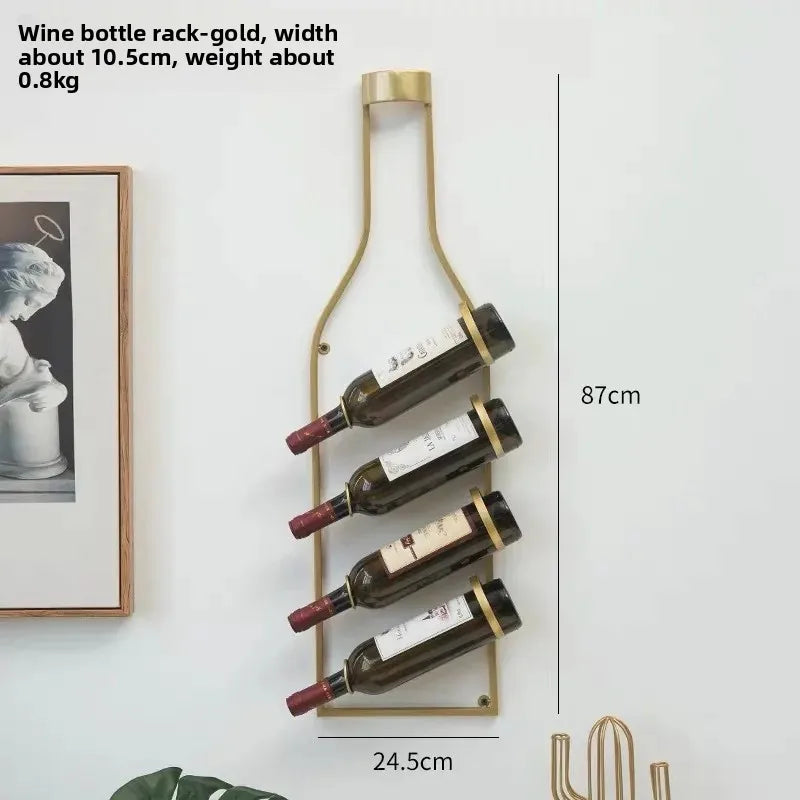 Simple Iron Art Wall Mounted Wine Rack Decorative Hanging Red Wine Holder Creative Home Decor Products Wine Basket/Stand